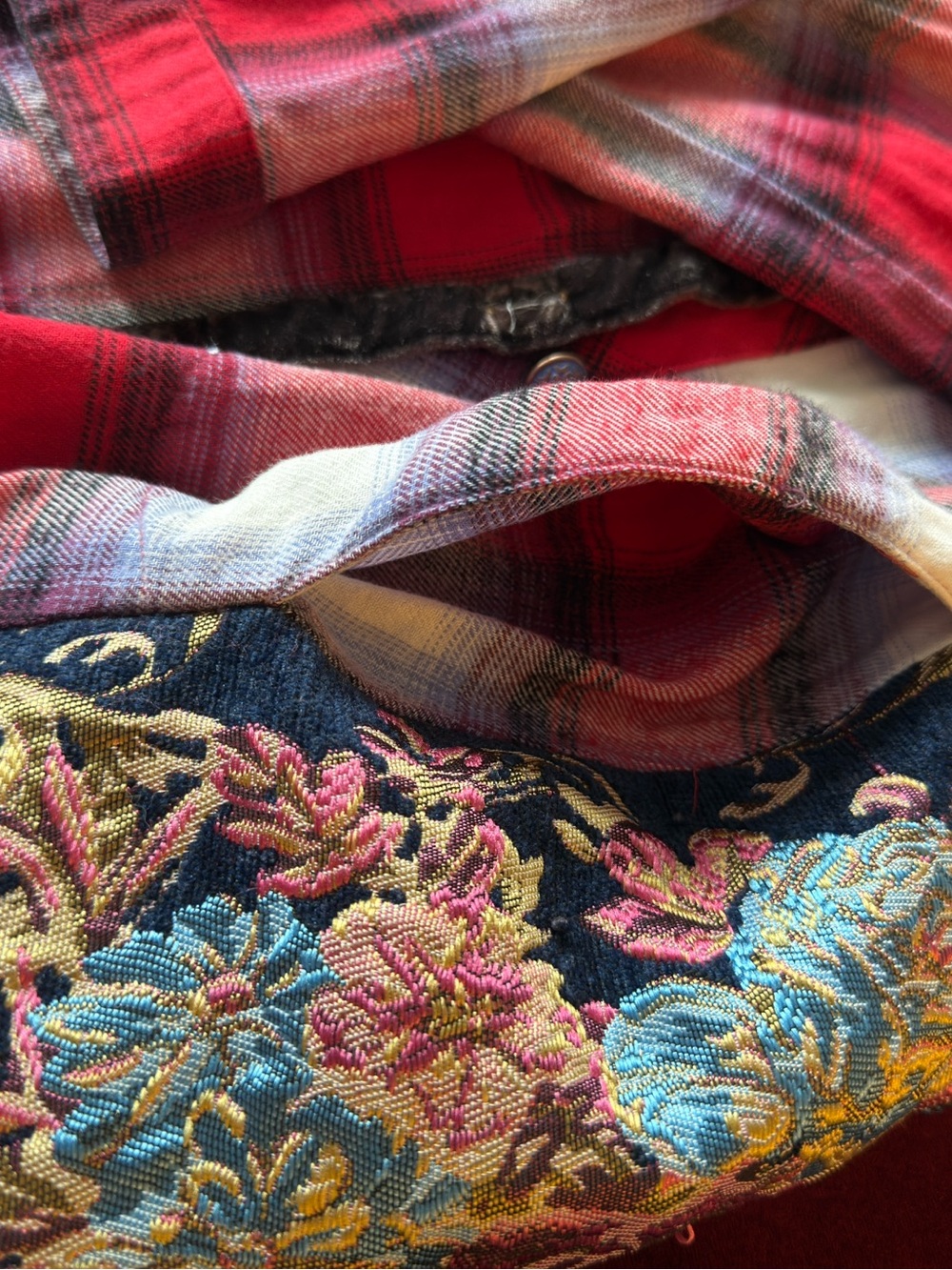 Soft Surroundings Red Plaid Button-Down women Shirt size L - Picture 2 of 7